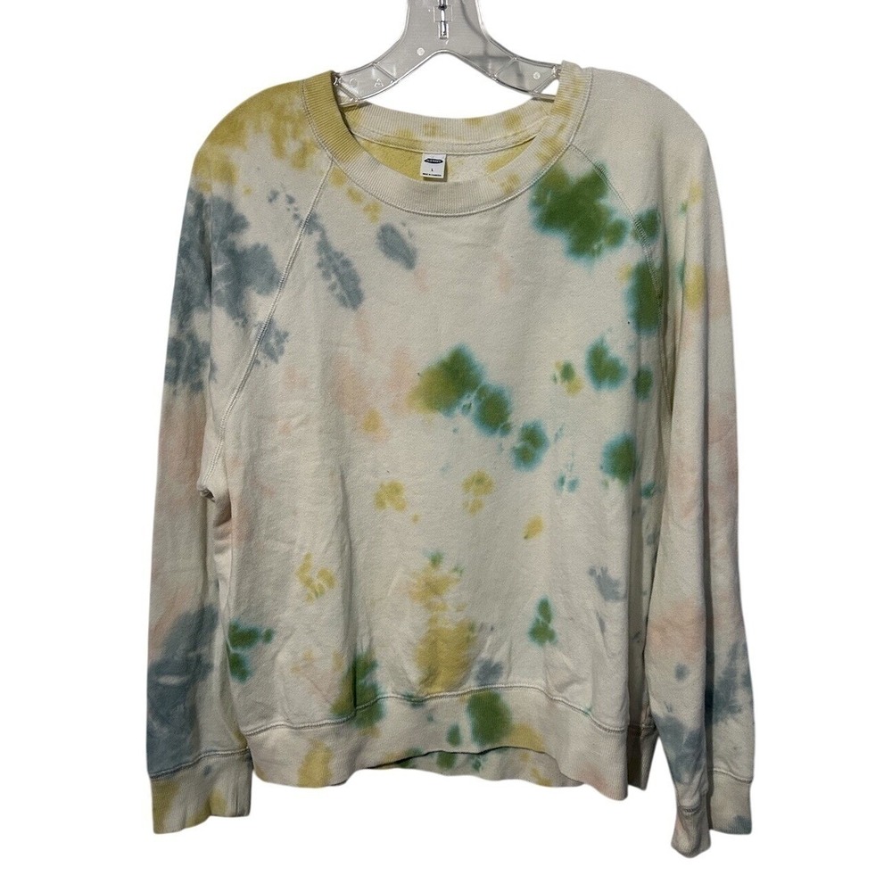 Old Navy Sweatshirt Women Large Multi Excellent Tie Dye Crewneck Pullover